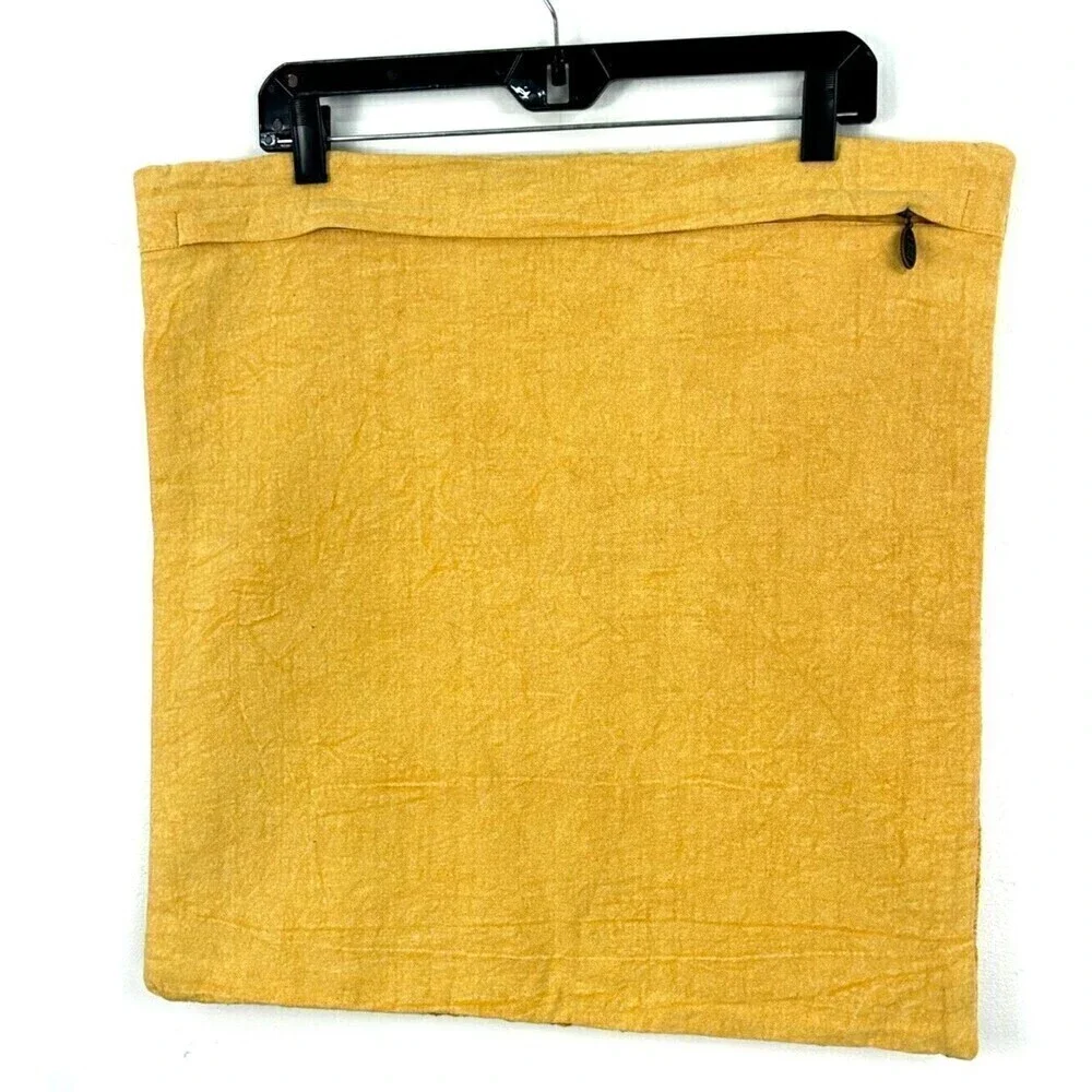 Pier One Cotton Throw Pillow Covers Yellow 20 x 20 Boho Embroidered Set‎ Of 2 U4